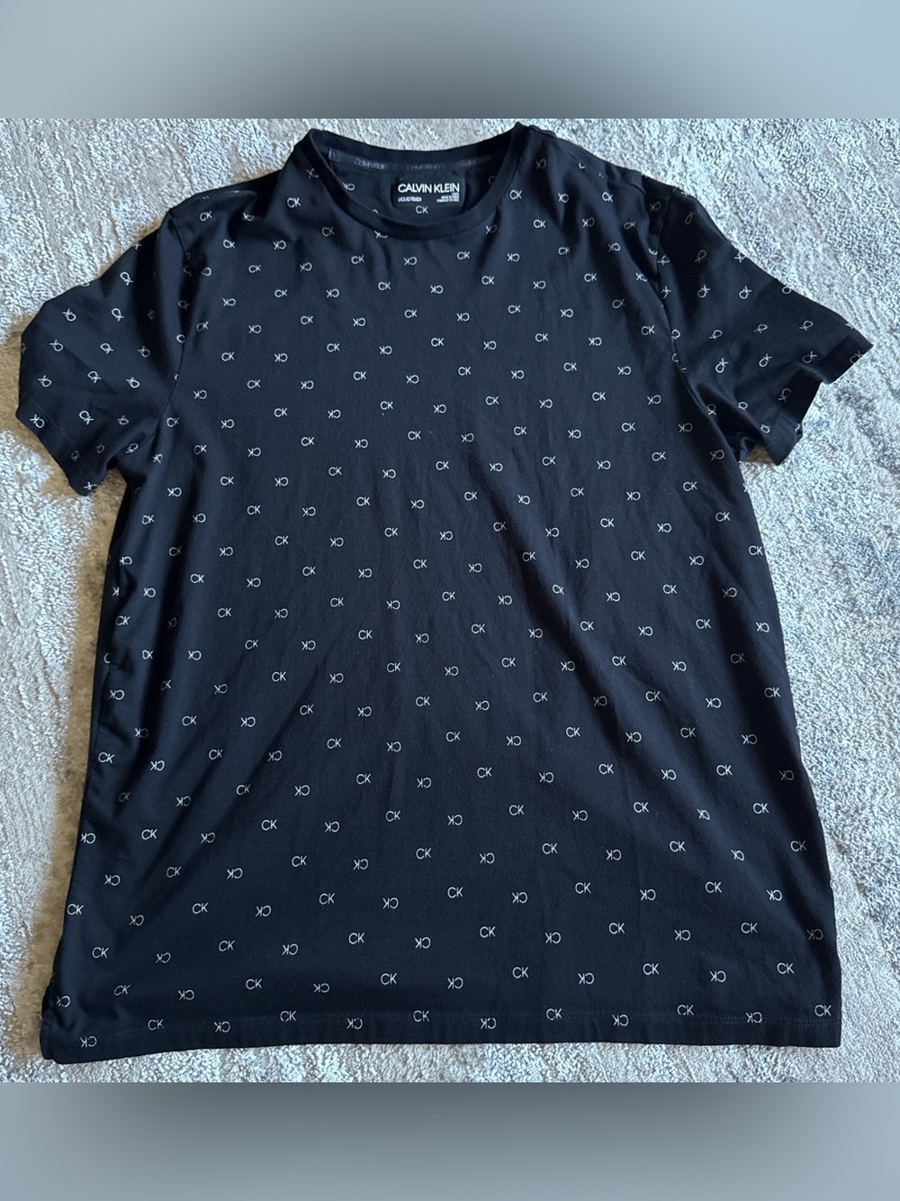 Calvin Klein Black Allover CK Logo Short Sleeve Tee